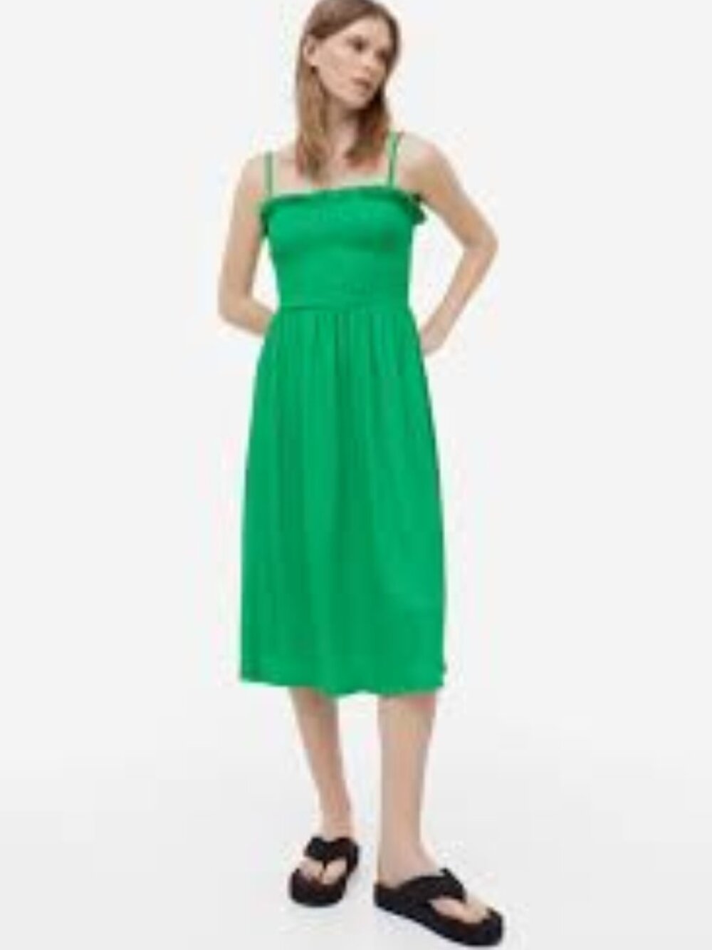 H&M SMOCKED-BODICE DRESS Large